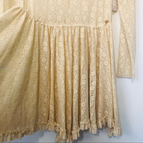 SOLDNWT Free People Women's Long Sleeve Witchy Lace Skater Dress Tea Size Medium - Picture 12 of 12